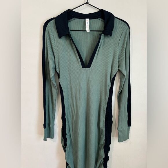 Anthropologie Daily Practice Long Sleeve Color block Polo Midi Dress - Picture 5 of 11